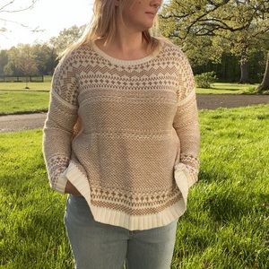 Tan and white knit sweater